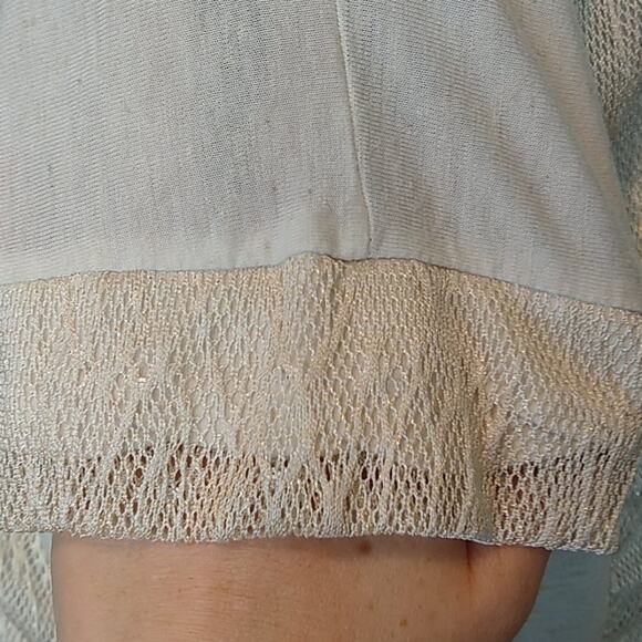 Forever 21 Womens Small Cream Lace Detail T Tee Shirt Lightweight Short Sleeve - Picture 6 of 9